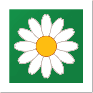 Daisy | Yellow White | Green Posters and Art